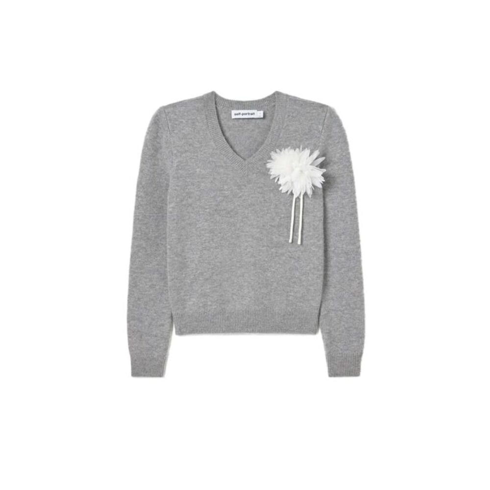 Self-Portrait Women Flower Wool Jumper